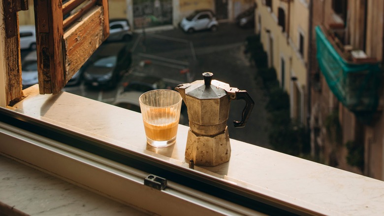 Moka pot and coffee