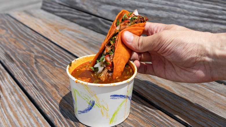 birria being dunked