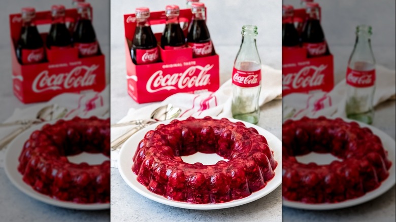 coca cola salad with soda bottles behind