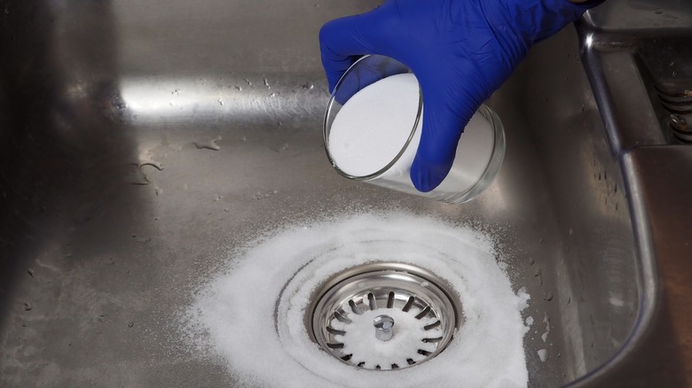 Cream of tartar poured in sink