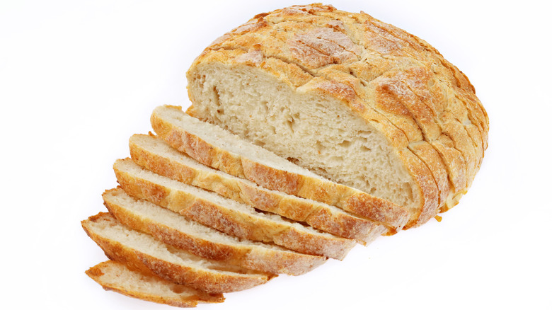 French miche bread sliced up