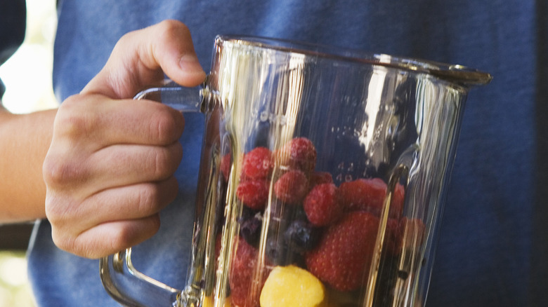 frozen fruit in blender