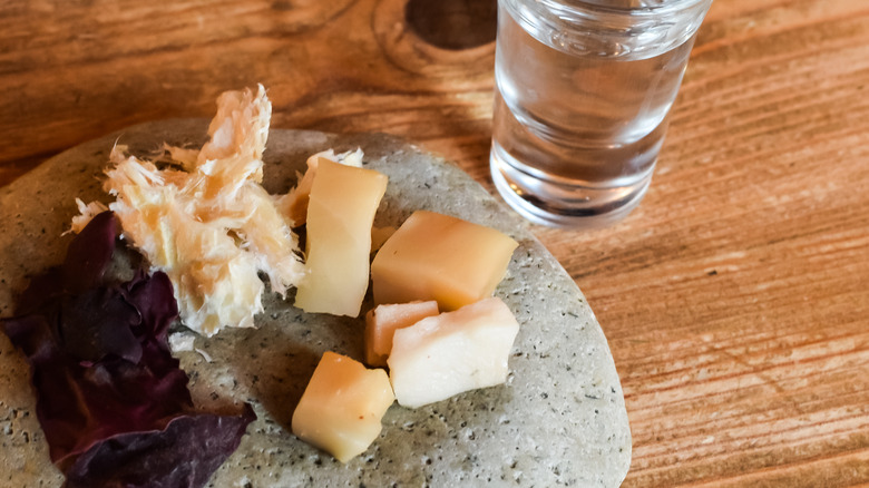hákarl served with alcohol