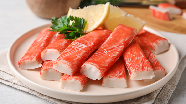 Imitation crab sticks with lemon