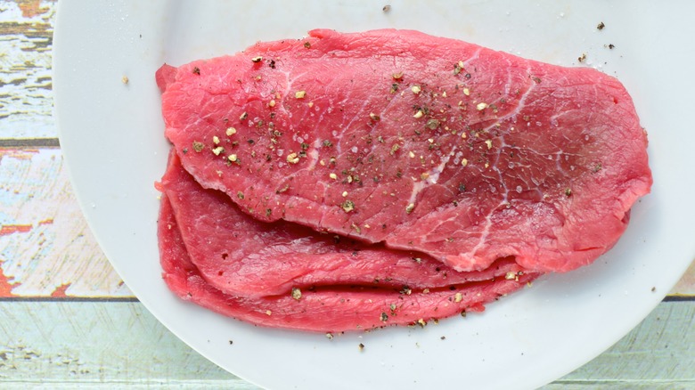 Minute steak on a plate