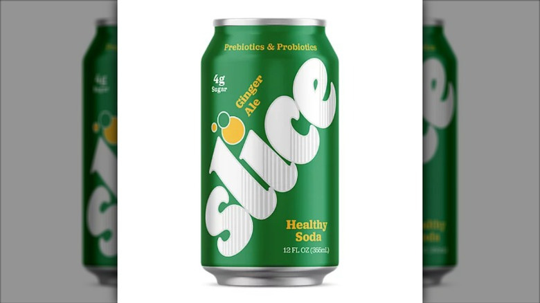 A can of Slice ginger ale on a white background