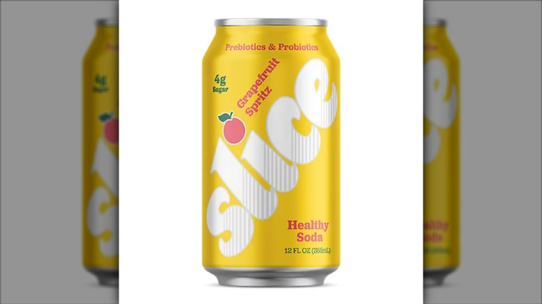 A can of Slice grapefruit spritz on a white background