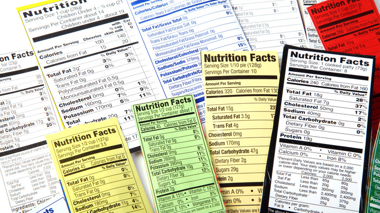 Nutritional labels