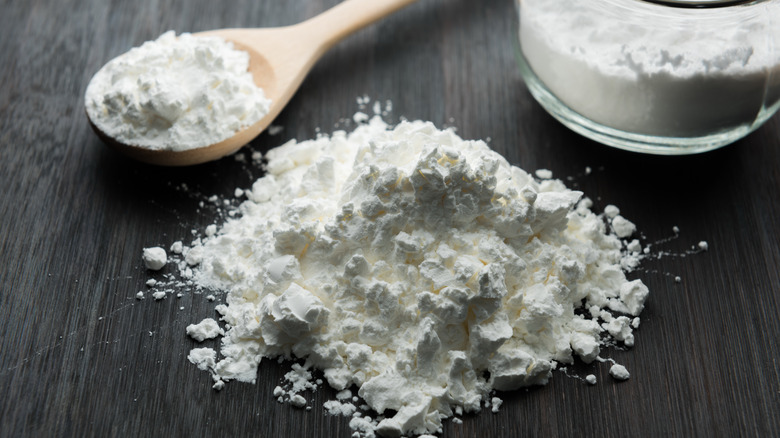 Tapioca starch on table with spoon