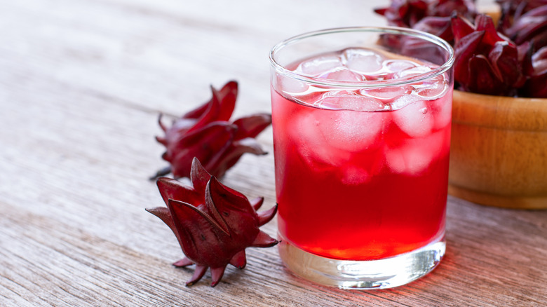 Floral red tea cocktail