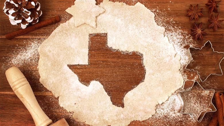 Pie dough with Texas state cutout 