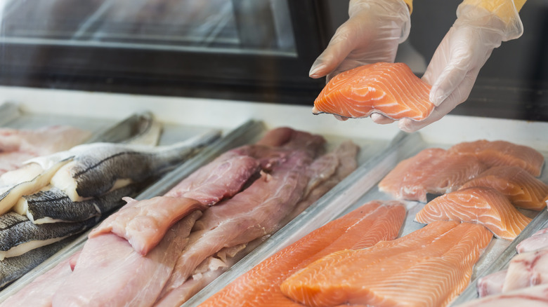 fish selection at a market