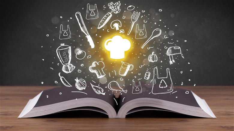 Cookbook with food icons 