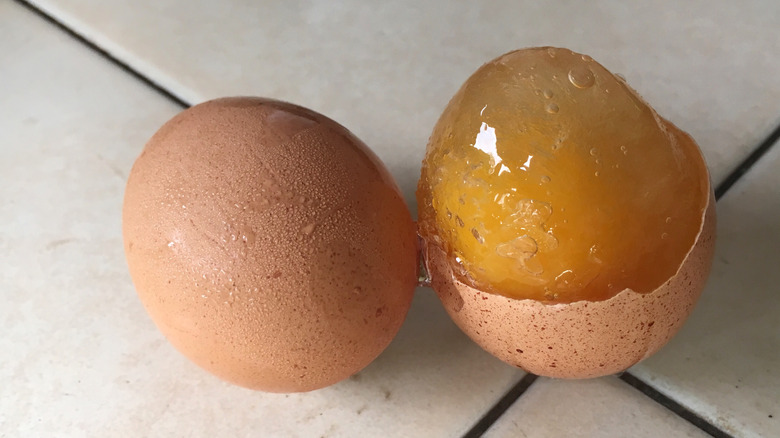 Frozen egg with shell removed