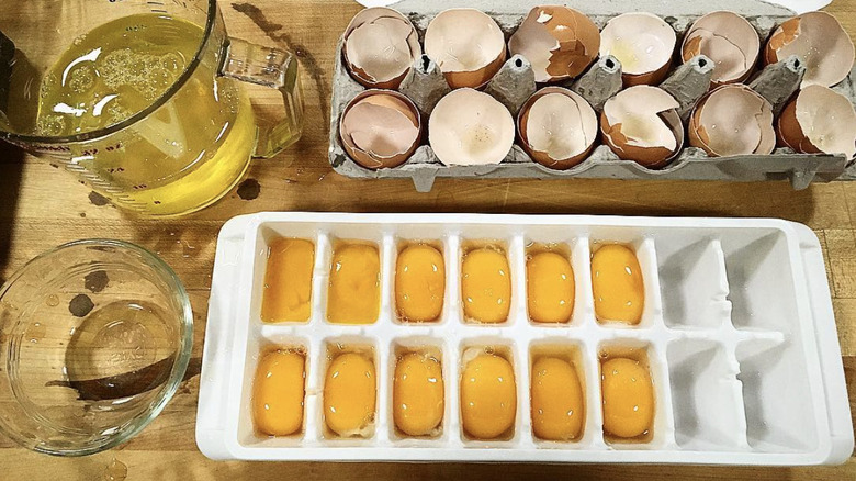 eggs in ice cube tray