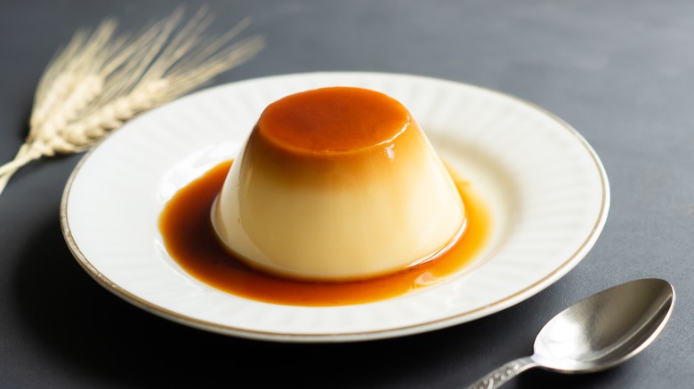 Plate of creme caramel
