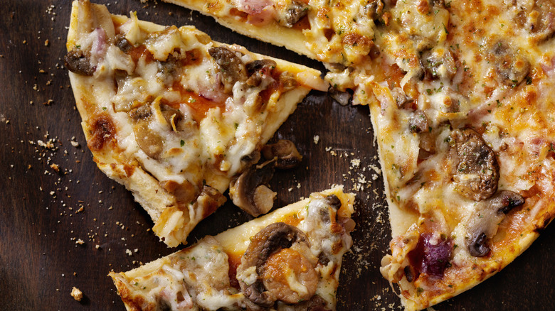 Sliced bar-style pizza