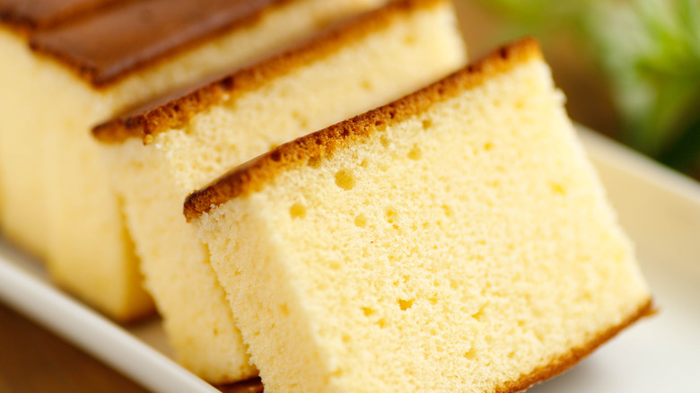 Slices of castella cake 