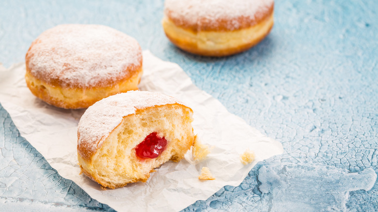 Three German Berliner doughnuts