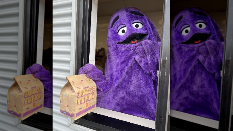 Grimace at drive-thru window