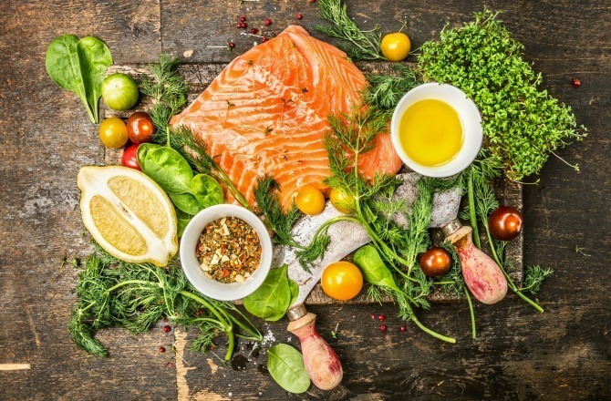 salmon and vegetables