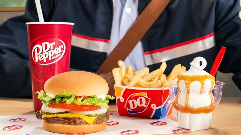 Dairy Queen burger meal, ice cream