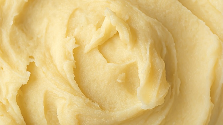 Mashed potatoes close to camera