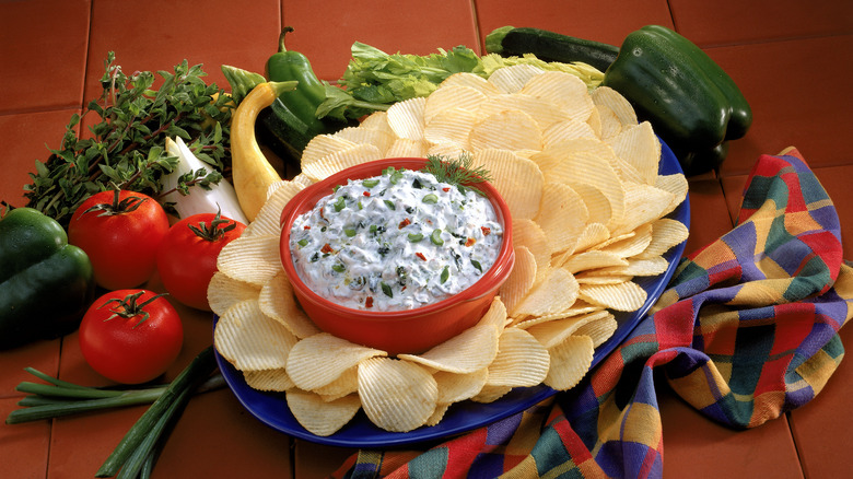 potato chips and dip platter