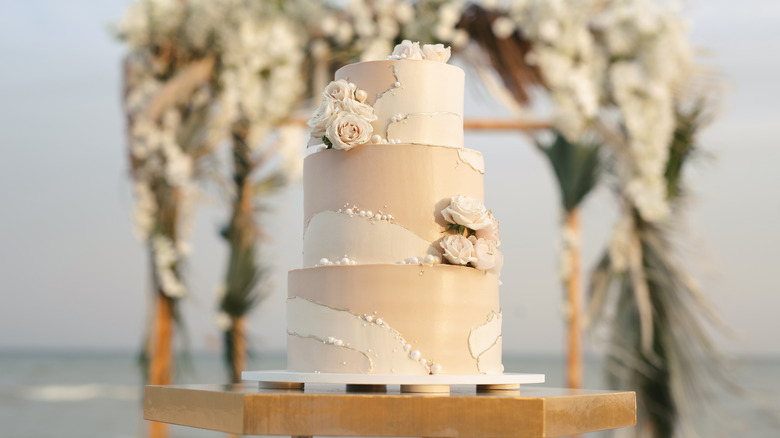 Wedding cake beach wedding