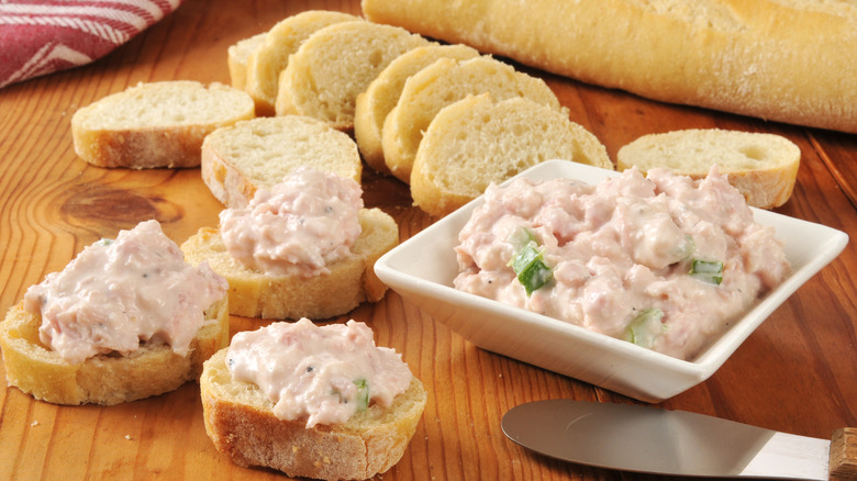 Deviled ham spread on toast