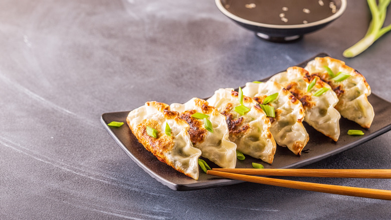 Plate of Asian dumplings