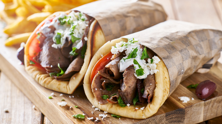 Steak gyros and pita bread