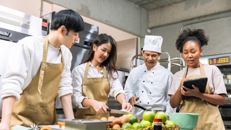 People taking a cooking class