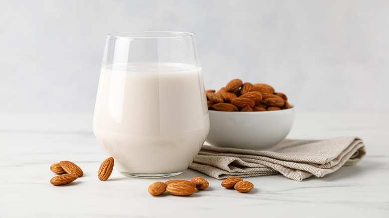 Glass of almond milk