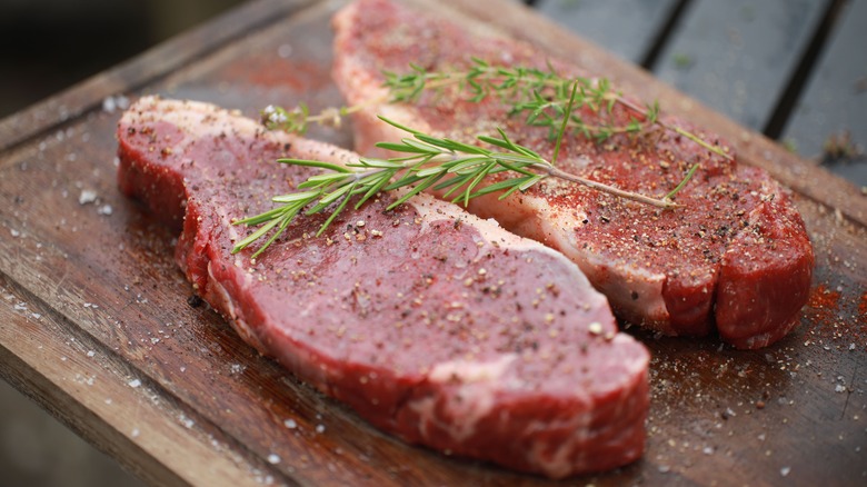 Two steaks with spice rub