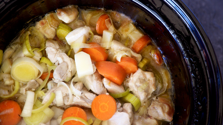 Chicken and veggies in slow cooker