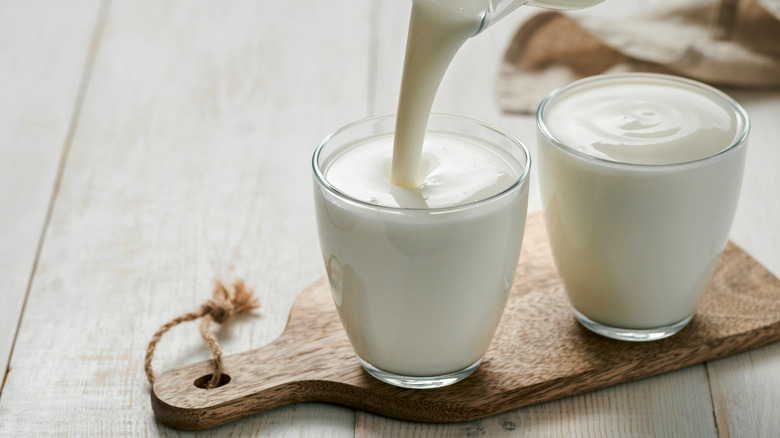 Glasses of buttermilk