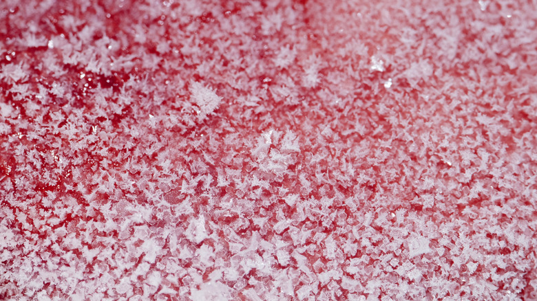 Close up of freezer burned meat