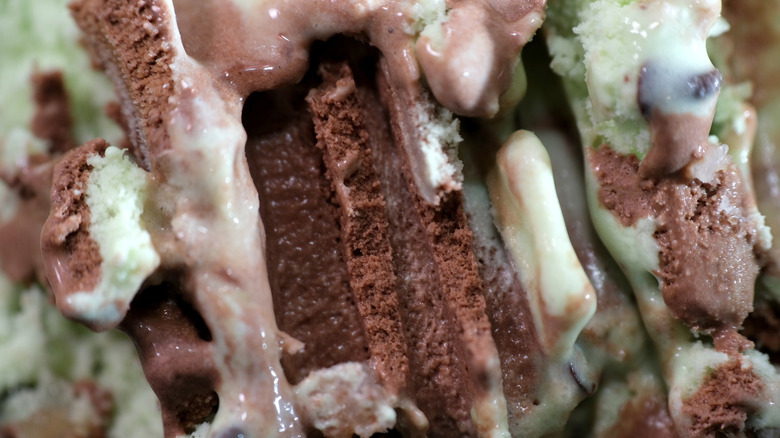 Close up of freezer burned ice cream