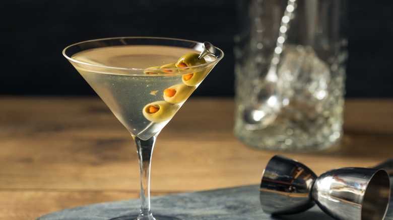 Dirty martini with olives
