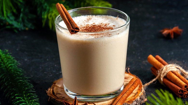 A cup of eggnog ready to drink