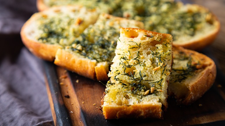 Garlic bread with butter and herbs