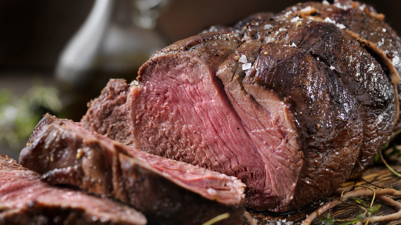 sliced cooked moose meat 