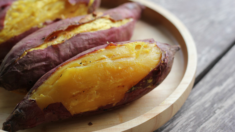 Sweet potatoes baked with the peel on