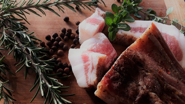 Diced guanciale with aromatics