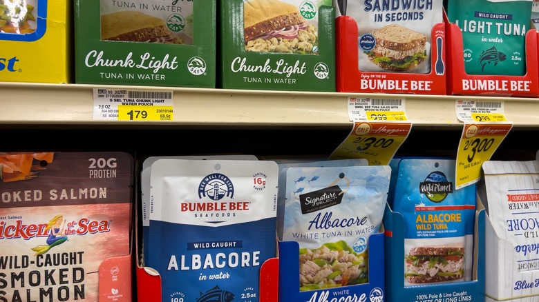 pouches of tuna in store