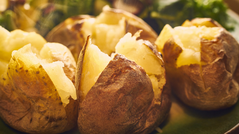 Jacket potatoes on a plate