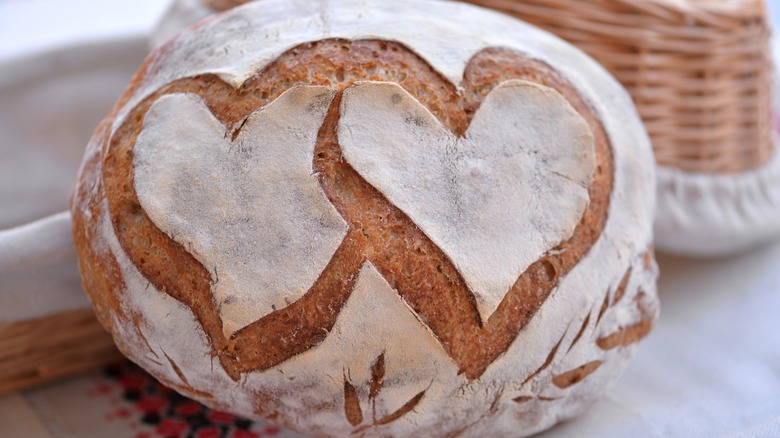 Bread with hearts baked in