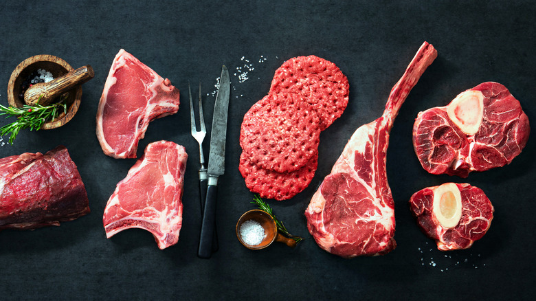 raw cuts of beef 
