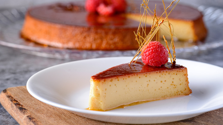 Slice of raspberry custard